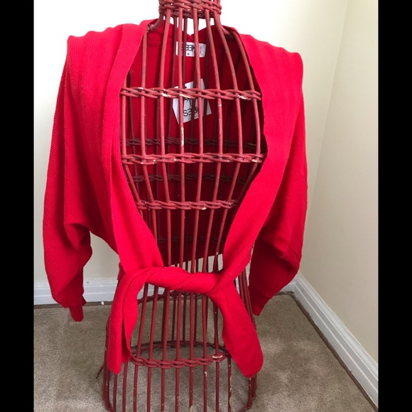 RED NWT Seek The Label RED Shrug/Sweater with Tie - Picture 3 of 7